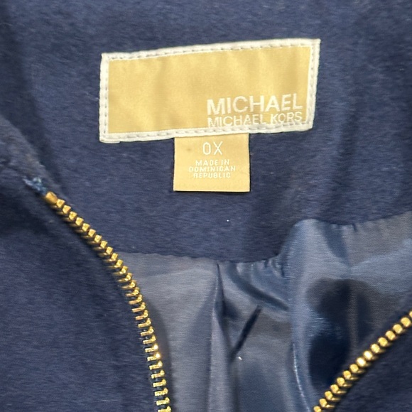 MICHAEL KORS WOMENS FULL ZIP OVERCOAT SIZE 0X NAVY BLUE WOOL - Picture 4 of 6